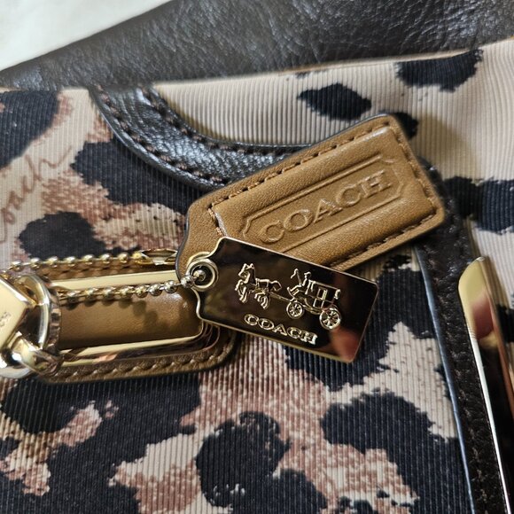 Coach Brown and Black Leopard Print Satchel - Picture 3 of 16